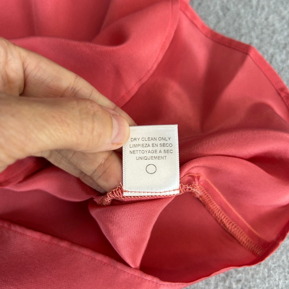 Lavender Brown Silk Blouse Coral Pink Cold Shoulder 3/4 Sleeve Women Size Small - Picture 8 of 10